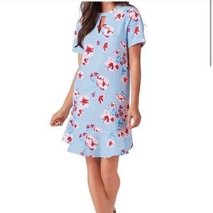 Lana Flounce Dress in blue floral print